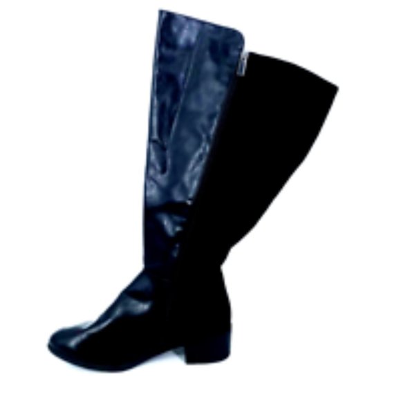 Lane Bryant Womens Boots Black Block Heels Knee High Side Zip Almond Toe 9WW - Picture 2 of 11